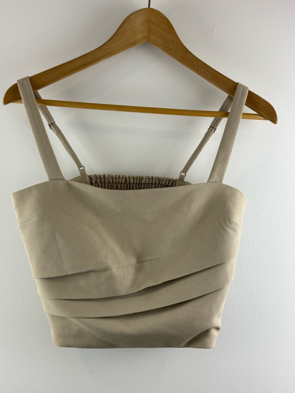 Abercrombie & Fitch NWT Pleated Draped Crop Top Beige Smocked Corset S